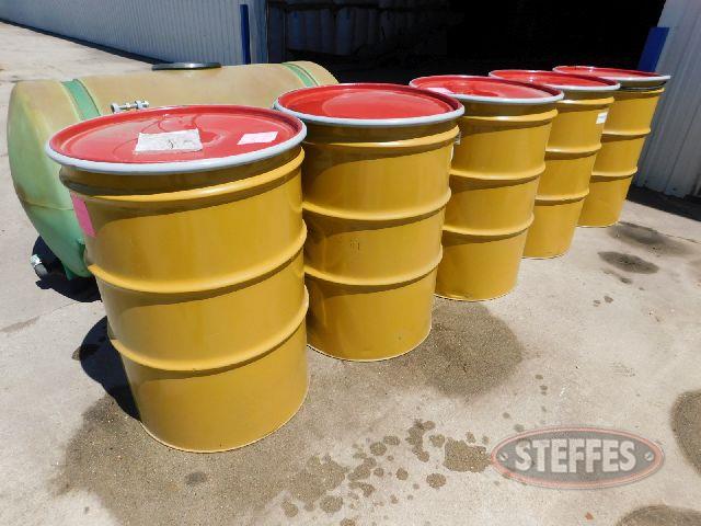 (5) 55 gal. salvage drums, clamp on lids w/rubber gasket, New